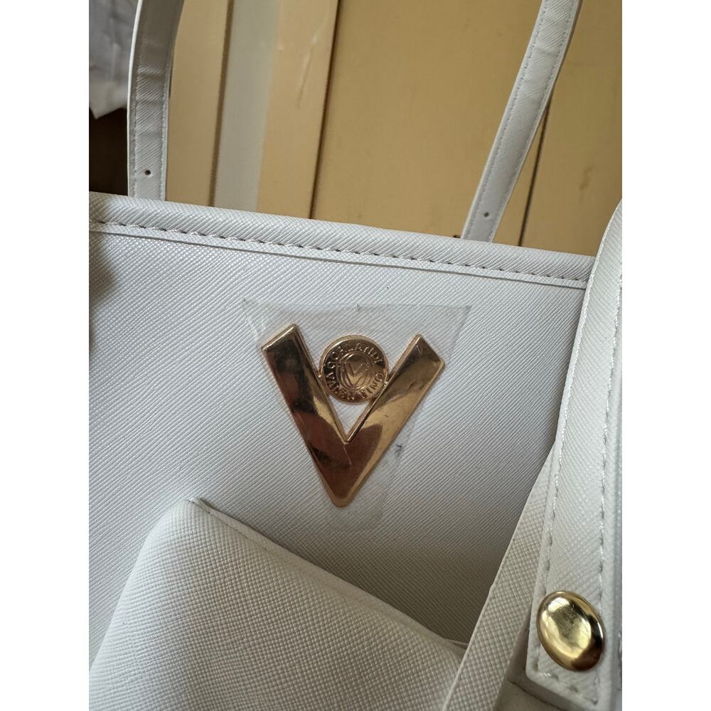 Valentino Orlandi Firenze White Saffiano Leather Tote + Matching Zip Pouch – NWT